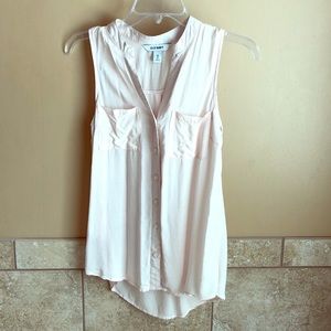 Baby Pink Button Up Sleeveless Blouse